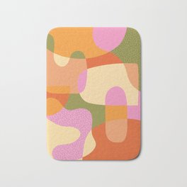 Bright Color Block Shapes Bath Mat | Wavy, Pattern, Colorful, Abstract, Graphicdesign, Organic, Modern, 80S, Pink, Orange 