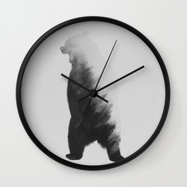 Roaring Bear (black & white version) Wall Clock