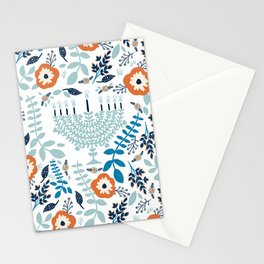 Hanukkah Menorah and Flowers Stationery Card