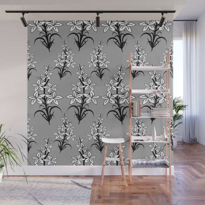 Designer white lilies Wall Mural