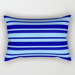 [ Thumbnail: Dark Blue and Light Sky Blue Colored Stripes Pattern Rectangular Pillow ]