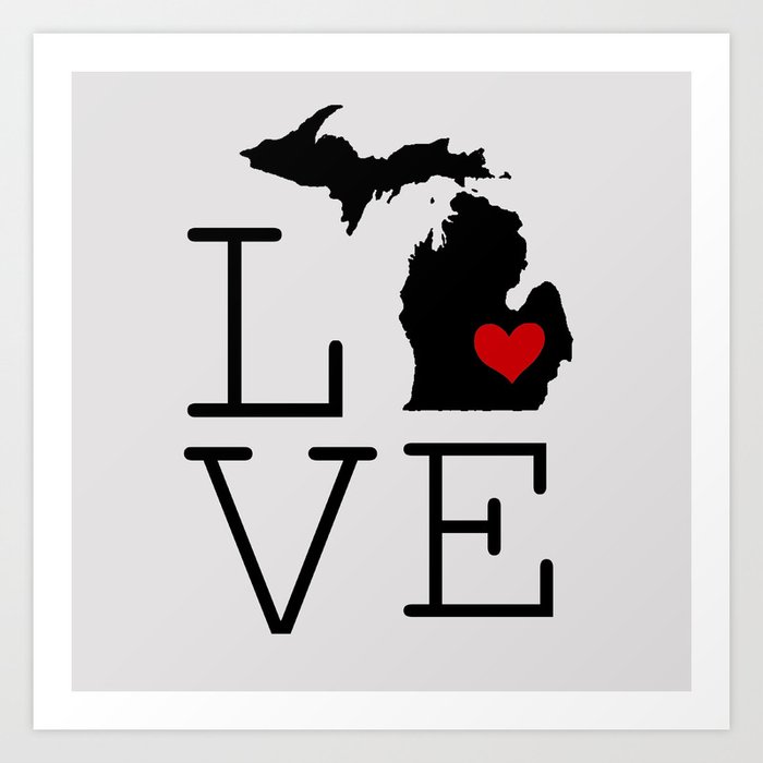Michigan Love Art Print By Sandysuesunshine Society6