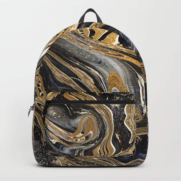 Black and Gold Liquid Marble Backpack