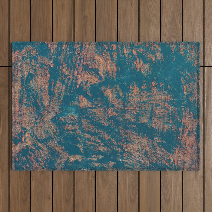 rust copper and blue Outdoor Rug