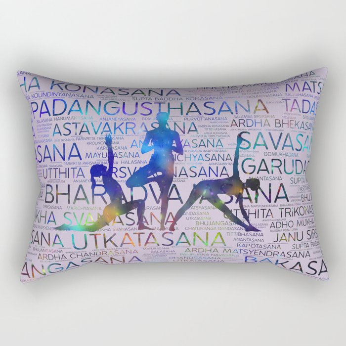 Yoga Asanas/Poses Sanskrit Word Art Rectangular Pillow