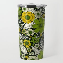 Modern Yellow & Green Floral Pattern Travel Mug