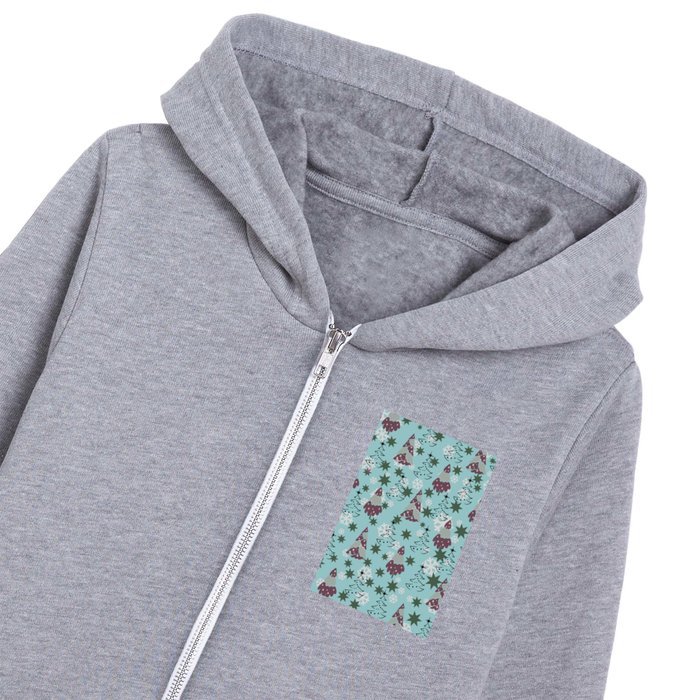 Merry Christmas Tree Stars Snowflakes Kids Zip Hoodie