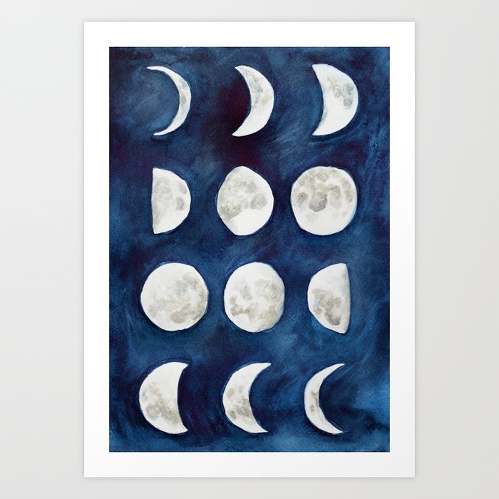 Moon phases Art Print by bridgetdavidson | Society6