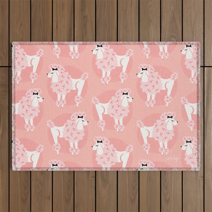 Poodle Puffs – Pink Outdoor Rug