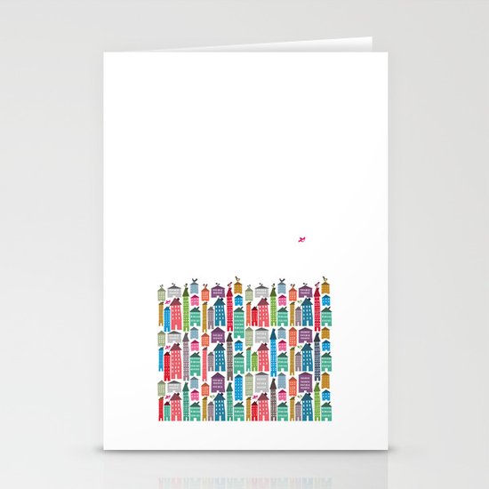 Houses and Birds Stationery Cards