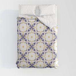 Abstract floral pattern, yellow and blue print art Duvet Cover