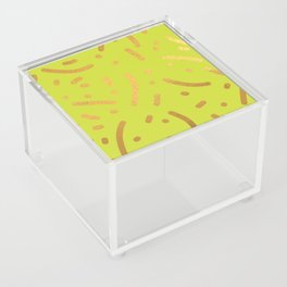 Lime Gold colored abstract lines pattern Acrylic Box