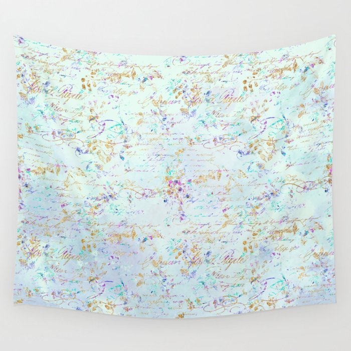 Swirls gold teal lavender Wall Tapestry