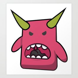 angry pink monster Art Print