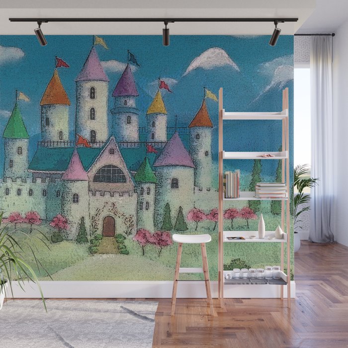 Colorful Princess Castle Wall Mural By Melissa J Barrett Society6 - Princess Castle Wall Mural