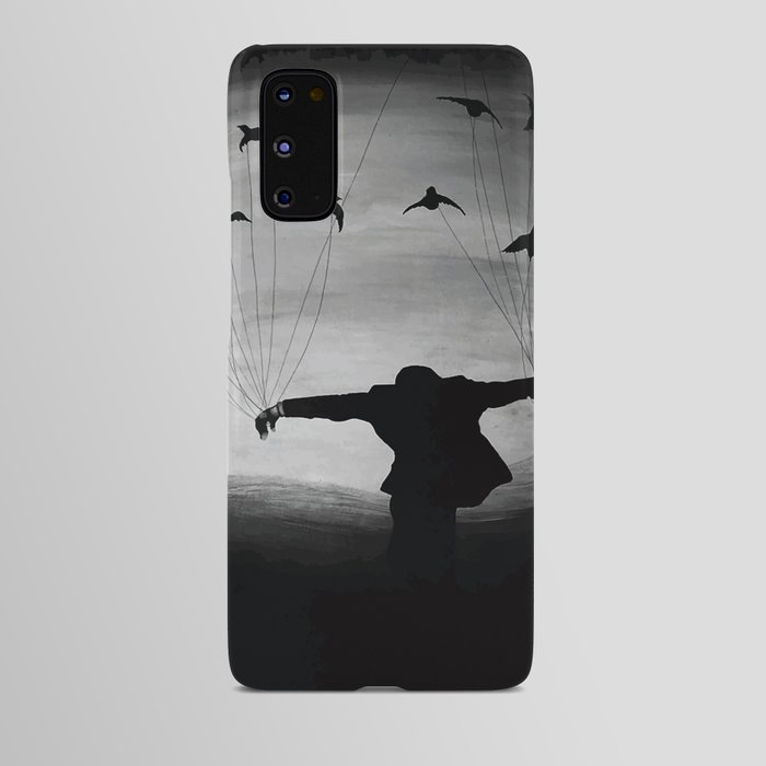 Man In Flight With Ravens Android Case