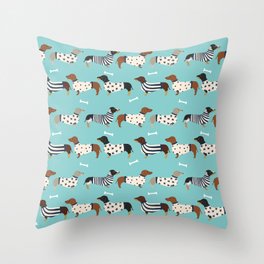 Dachshund sweaters cute gifts for dog lover pet friendly dog breed dachsie doxie dogs Throw Pillow