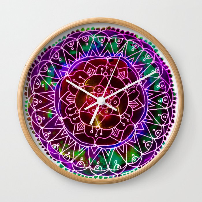 Colorwheel Mandala Purple Wall Clock
