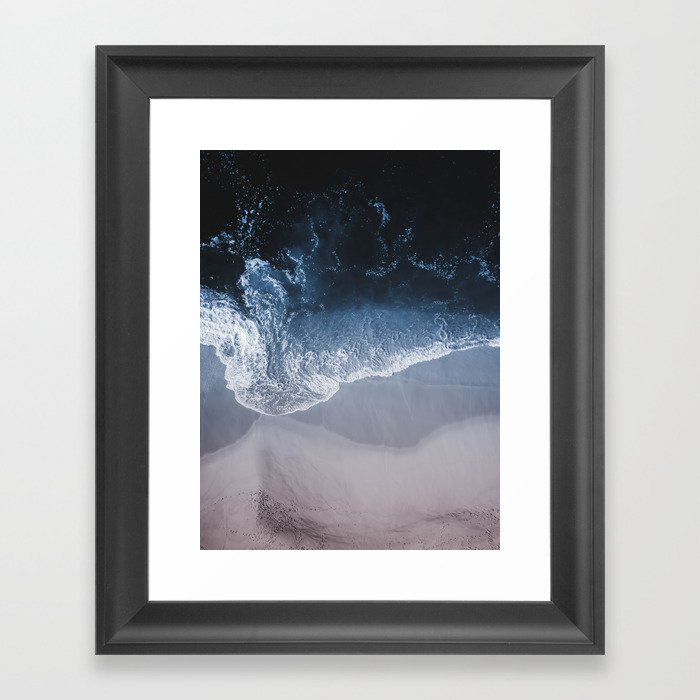 Aerial Ocean Print - Crashing Waves - Beach - Sea Travel photography Framed Art Print