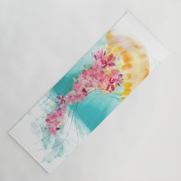 Jellyfish with Flowers Yoga Mat