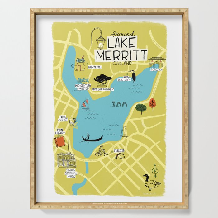 Around Lake Merritt, Oakland Map Serving Tray