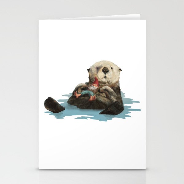 Gnome and Otter wo bg Stationery Cards