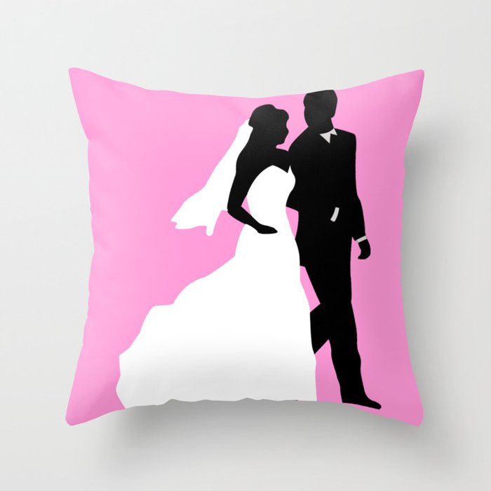 Wedding Art Bride Groom Couple Simple Man Woman Pink Black