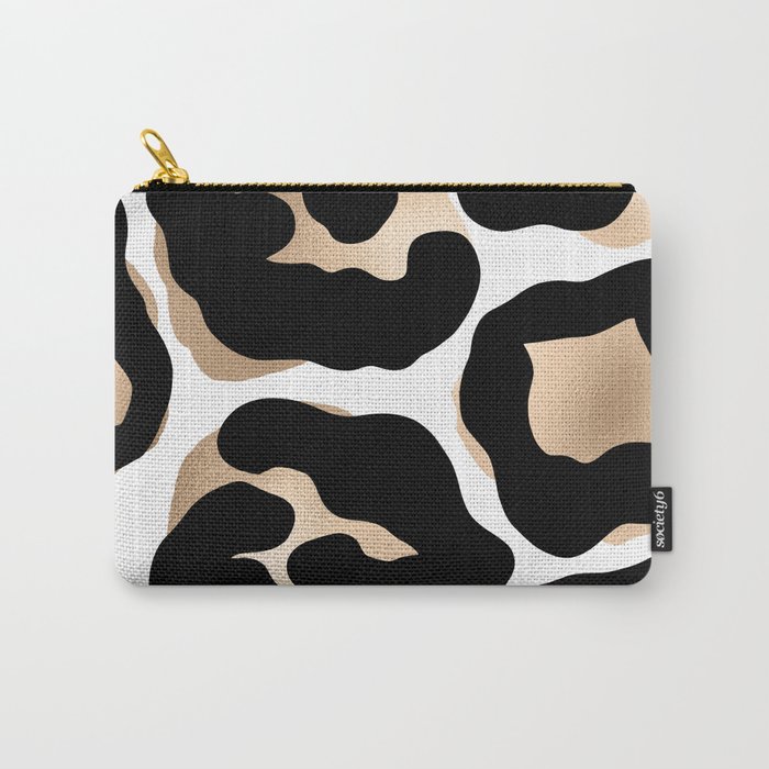 Trendy Chic Gold Black White Animal Print Carry-All Pouch