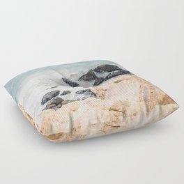 Malibu Coast - Rocks and Cliff at the Pacific Ocean - Waves Nature Photo Floor Pillow