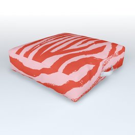 Electric Zebra Stripes (viii 2021) Outdoor Floor Cushion | Maximalism, Red, Bold, Boho, Summer, Electric, Lifestyle, Exotic, Wild, Bohemian 