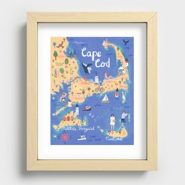 Cape Cod map, peach Recessed Framed Print