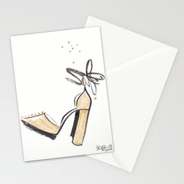 Gold and Black Shoe Fancy Bow Stationery Cards