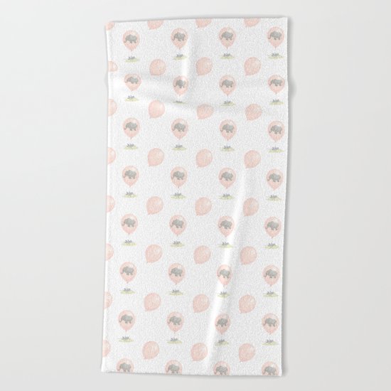 Elephant in a balloon Beach Towel