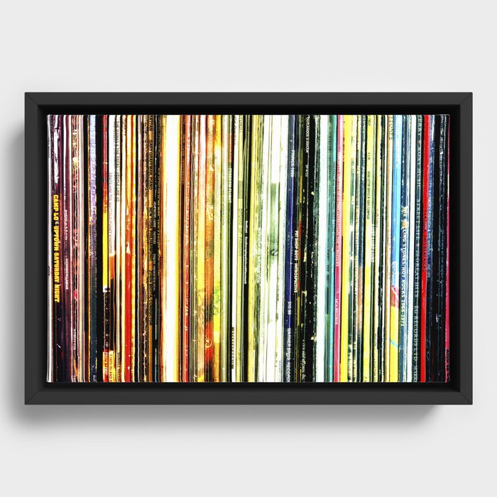 a rainbow of records! Framed Canvas