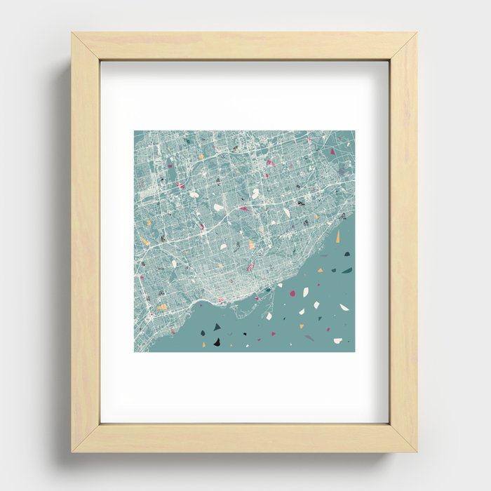 Toronto - City Map - Terrazzo Recessed Framed Print