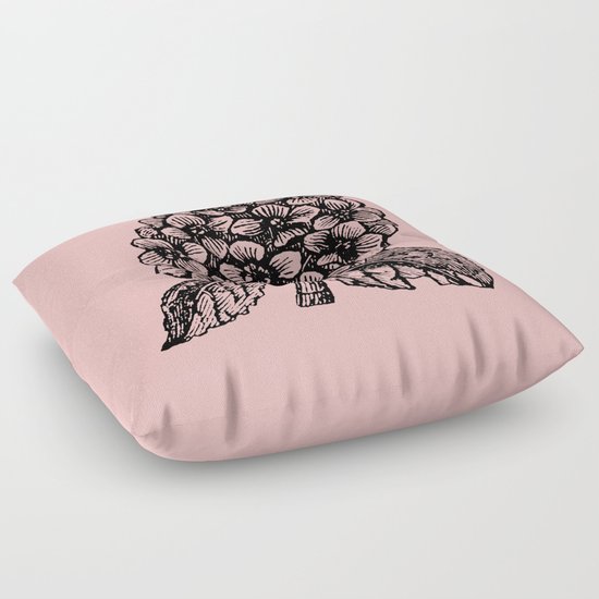 Pink Hydrangea Floor Pillow