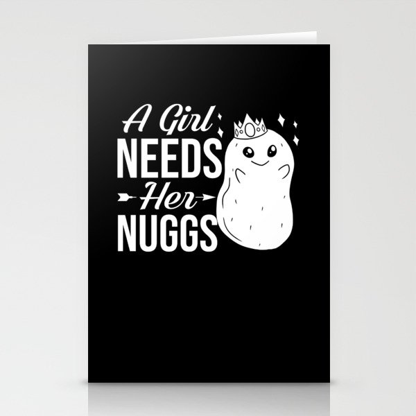 Chicken Nugget Girl Queen Vegan Nuggs Fries Stationery Cards