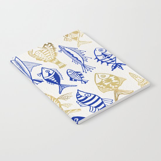 Inked Fish – Navy & Gold Notebook
