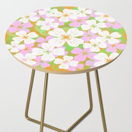 70’s Desert Flowers Pink and Dk Orange Side Table