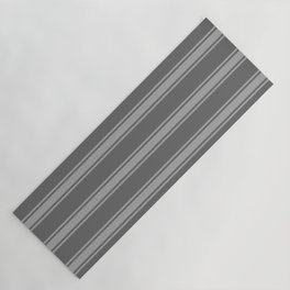 [ Thumbnail: Dim Grey and Dark Gray Colored Lined/Striped Pattern Yoga Mat ]