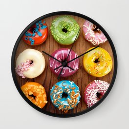 Colorful donuts Wall Clock