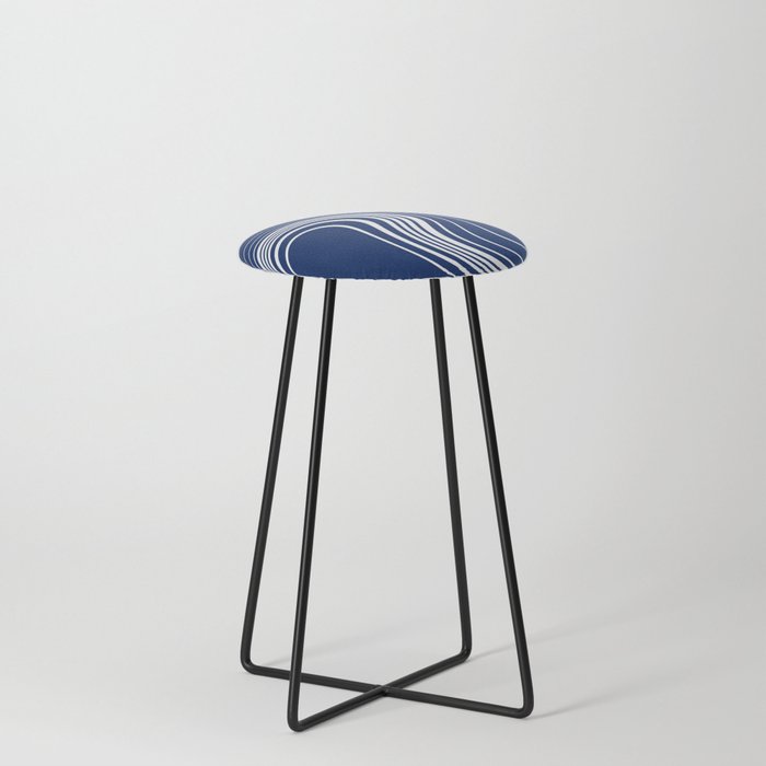 Simple Swirl - Blue and White Counter Stool