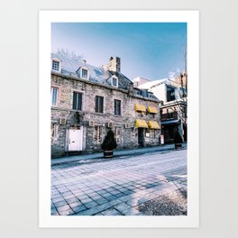 Photograph of Empty Old Montreal on a Clear Winter's Day | Cobblestones and Sunshine in Old Port Art Print