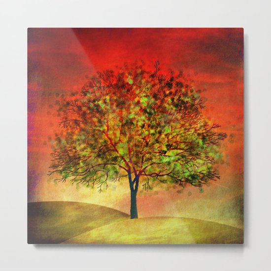 Tree at Sunset Metal Print