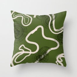 Multicolor taiche Sea of Green With Cubist Abstract Junks Throw Pillow 16x16