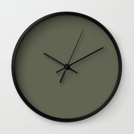 Dark Green-Brown Solid Color Pantone Four Leaf Clover 18-0420 TCX Shades of Green Hues Wall Clock