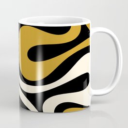 Mod Swirl Retro Abstract Pattern in Black, Dark Gold, and Cream Mug