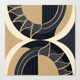 Geometric semi-circle abstract black and gold graphic design Canvas Print