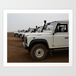 Classic Landrover Defender 3 | classic cars photography | white oldtimers Art Print