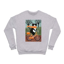 Tuxedo Cat Autumn Bicycle Ride Crewneck Sweatshirt